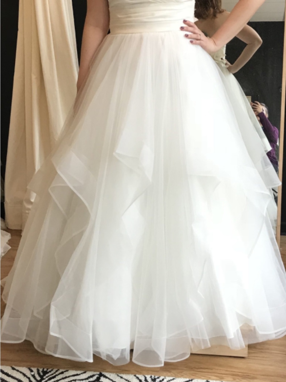 Maggie Sottero White Layered Tulle Ball Gown
